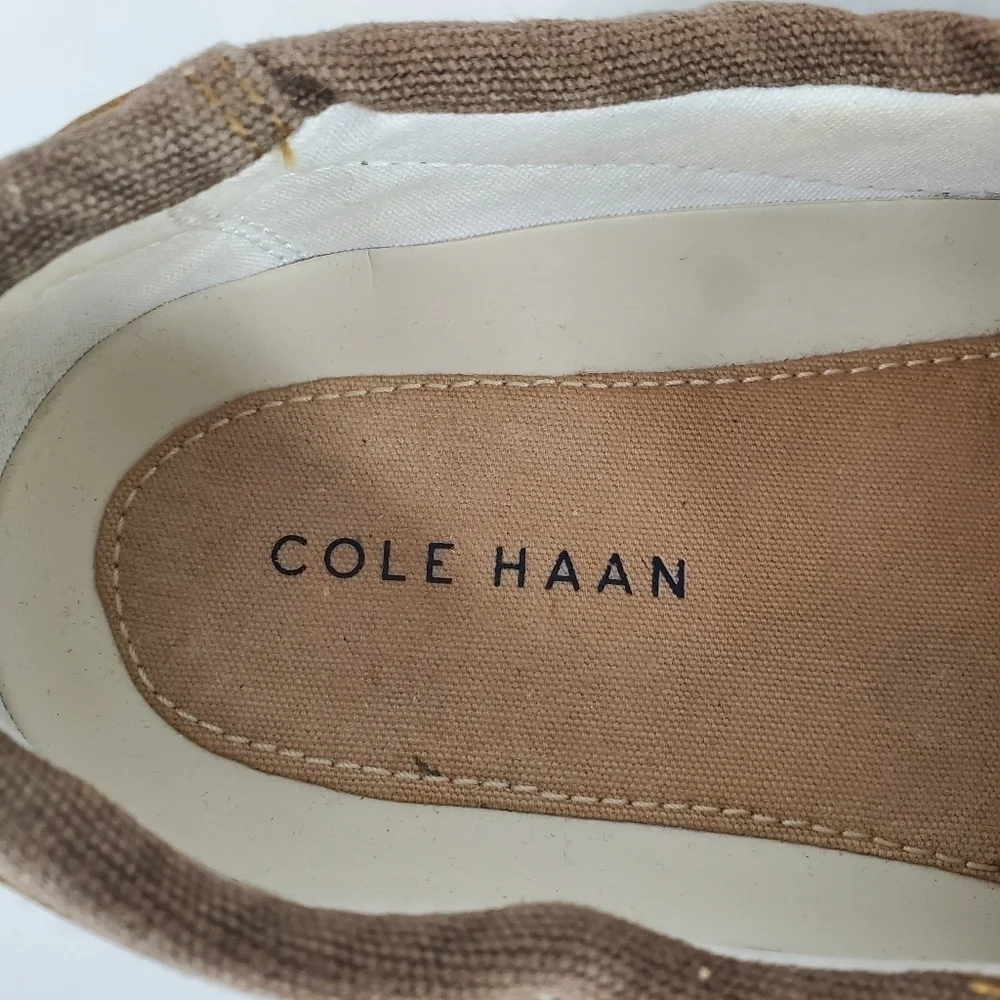 Cole Haan Mens Canvas Slip-on Boat Shoes Size 8.5 M Brown C14475 C15